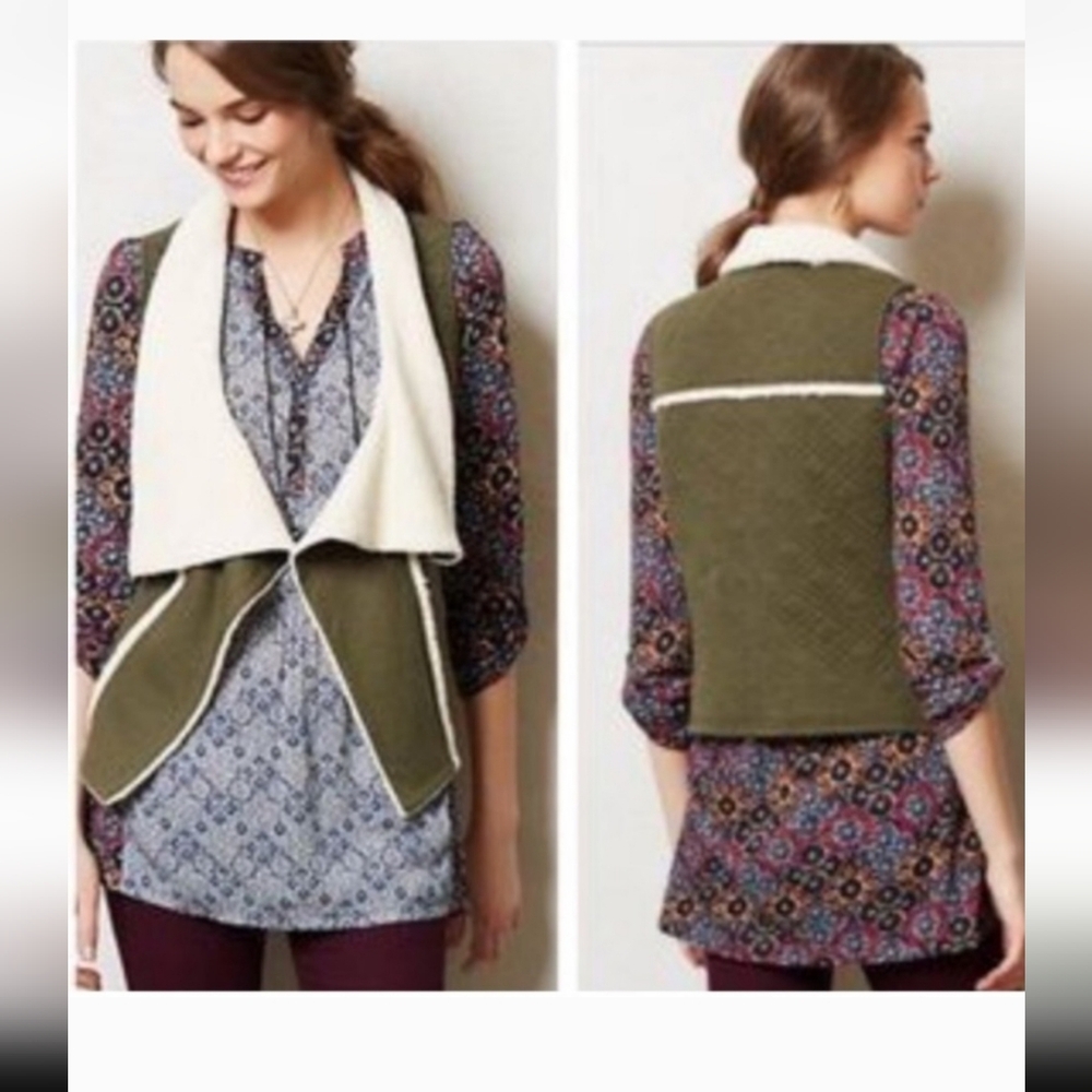 Anthropologie Saturday Sunday Green Sherpa Vest